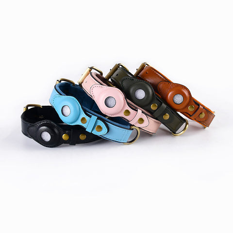 Verstelbare suède halsband met AirTag-houder
