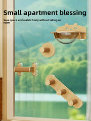 Transparent Suction Cup Cat Bed with Climbing Frame