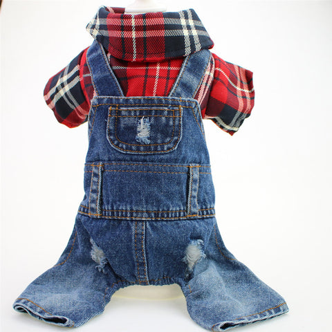 Denim hondenpakje met rugzakje