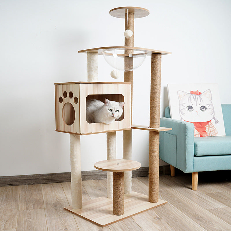 Kattenklimboom met krabpalen en mand
