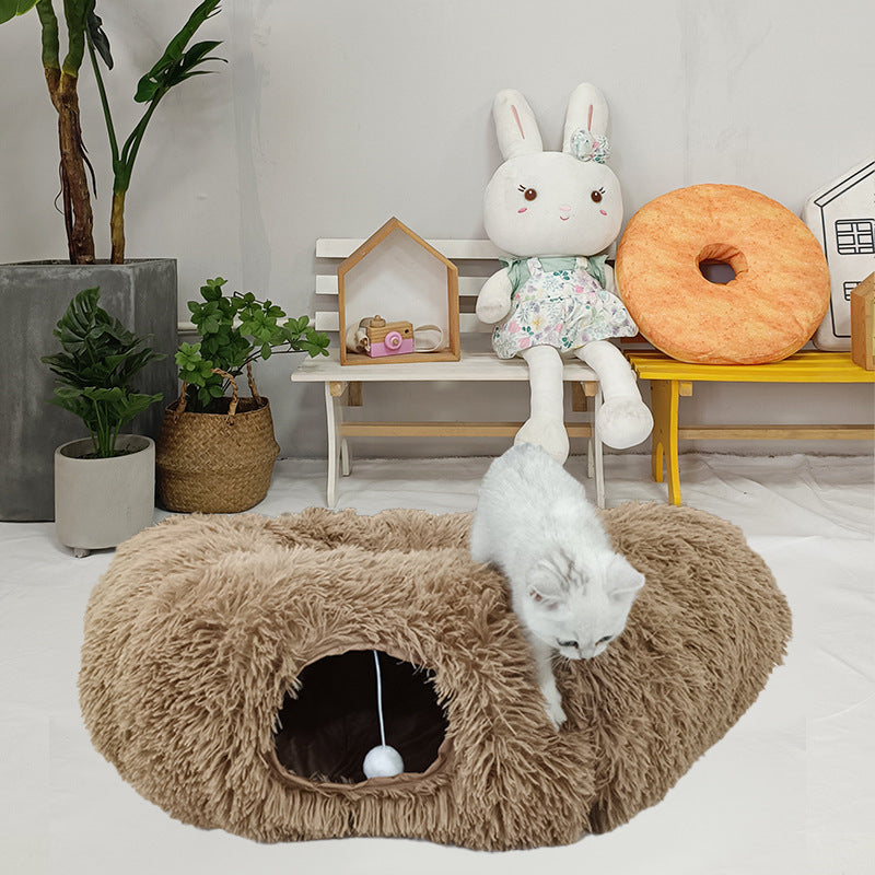 Pluche donutmand met tunnel en speelbal
