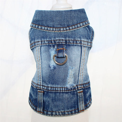 Denim hondentuigje in vestmodel